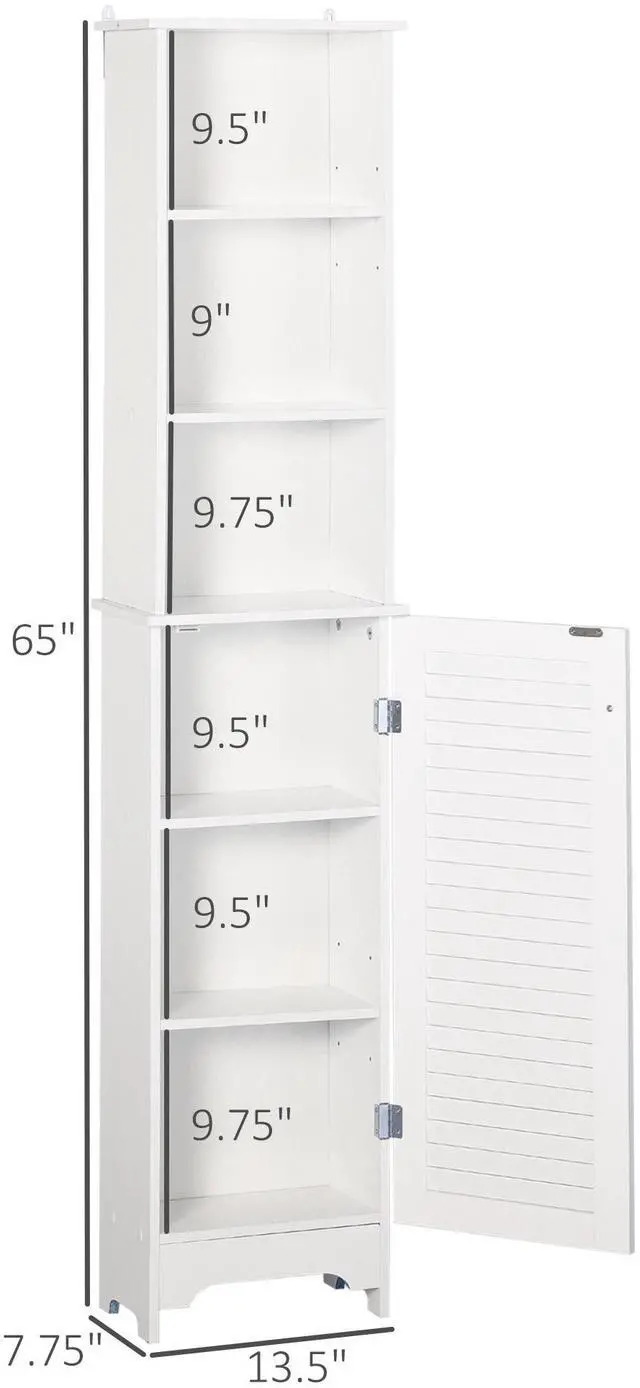 Alt view image 7 of 7 - HOMCOM Tall Bathroom Storage Cabinet/Freestanding Linen Tower with 3-Tier Open Adjustable Shelf, White