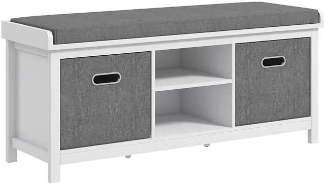 Main image of HOMCOM Shoe Bench with Cushion, Storage Bench for Entryway with Padded Seat, 2 Drawers and Adjustable Shelf for Hallway, Living Room, Bedroom, White