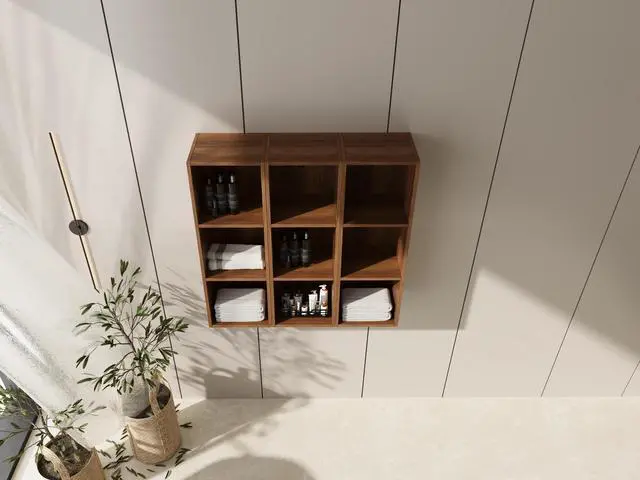 Alt view image 5 of 7 - 36 Inch Wall Mounted Storage Shelves Combination, Suitable For Small Bathroom, Study, Storage Room, Brown Ebony (KD-Packing)-12*3