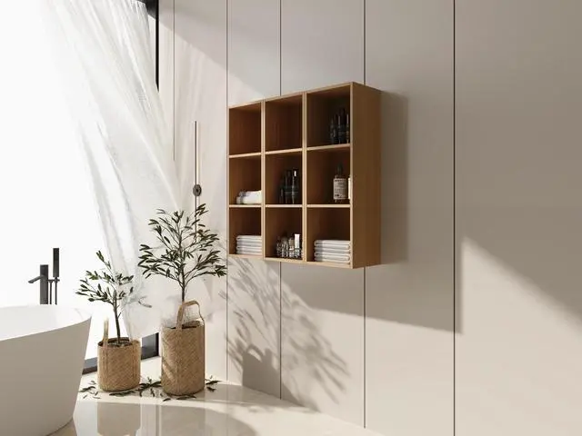 Alt view image 3 of 7 - 36 Inch Wall Mounted Storage Shelves Combination, Suitable For Small Bathroom, Study, Storage Room, Original Oak (KD-Packing)-12*3