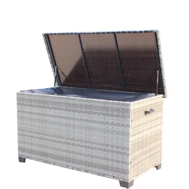 Alt view image 4 of 7 - Wicker Patio Furniture Storage Box (Grey )