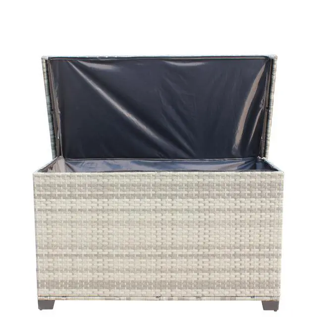 Alt view image 3 of 7 - Wicker Patio Furniture Storage Box (Grey )