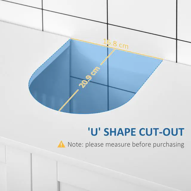 Alt view image 6 of 7 - kleankin Modern Under Sink Cabinet with 2 Doors, Pedestal Under Sink Bathroom Cupboard, Bathroom Vanity Cabinet with Adjustable Shelves, White