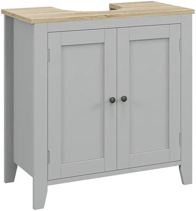 Main image of Kleankin Pedestal Sink Storage Cabinet, Under Sink Cabinet, Bathroom Vanity Cabinet with U-Shape and Adjustable Internal Shelf, Gray