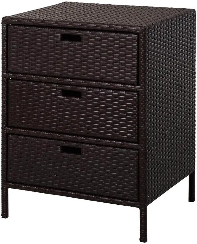 Main image of Outsunny Outdoor Towel Cabinet, PE Rattan Pool Storage Organizer, Freestanding Outdoor Towel Rack for Pool with 3 Drawers and Weather Safe Material, Brown
