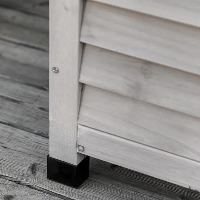 Alt view image 5 of 7 - Outsunny 75 Gallon Wooden Deck Box, Outdoor Storage Container with Aerating Gap & Weather-Fighting Finish, Grey