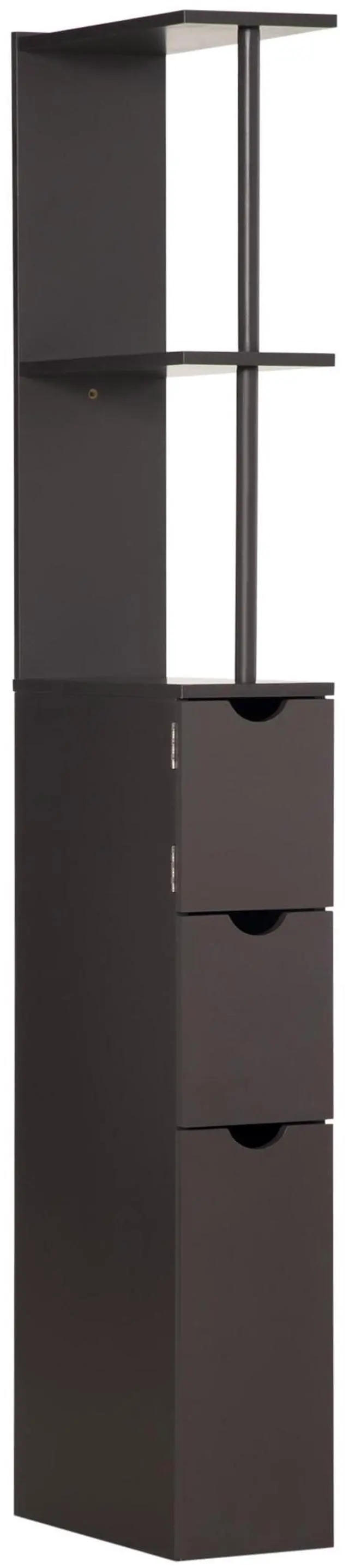 Main image of HOMCOM 54" Tall Bathroom Storage Cabinet, Freestanding Linen Tower with 2-Tier Shelf and Drawers, Narrow Side Floor Organizer, Brown