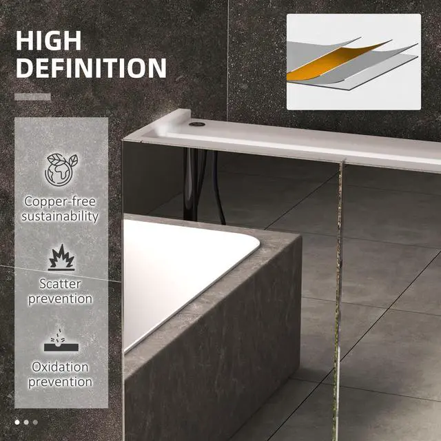 Alt view image 2 of 7 - kleankin Lighted Medicine Cabinet with Mirror, 26" x 36" Wall Mounted Bathroom Mirror with Storage, 3-Color Bathroom Wall Cabinet with USB Charge, Adjustable Shelf, High Gloss White