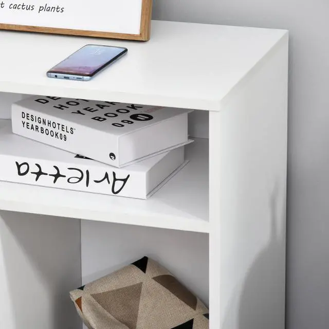 Alt view image 2 of 7 - HOMCOM Printer Stand Home Office Mobile Cabinet Organizer Desktop with Caster Wheels, 2 Locking Breaks and Drawer, White