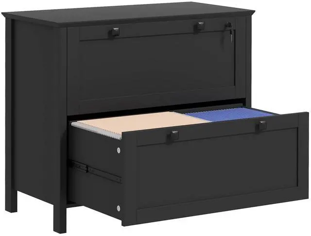 Main image of HOMCOM 2 Drawer File Cabinet with Lock, Lateral Filing Cabinet with Keys and Adjustable Hanging Bar for Letter, A4 and Legal Size, File Cabinet for Home Office, Black