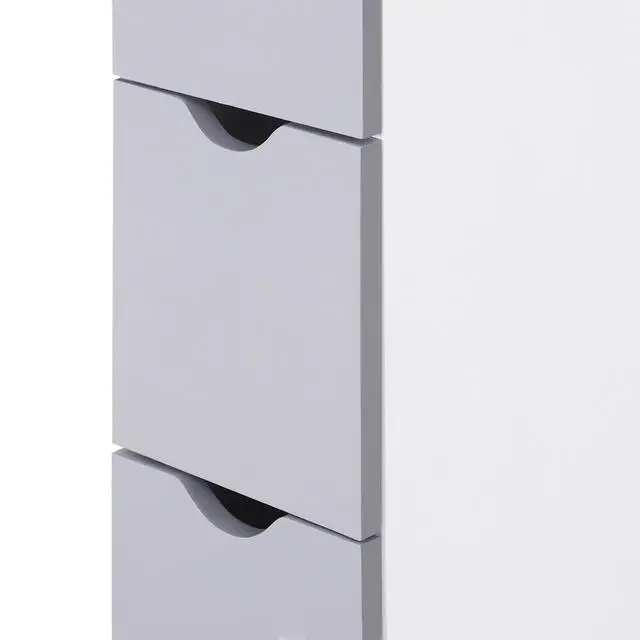 Alt view image 2 of 7 - HOMCOM 54" Tall Bathroom Storage Cabinet, Freestanding Linen Tower with 2-Tier Shelf and Drawers, Narrow Side Floor Organizer, White