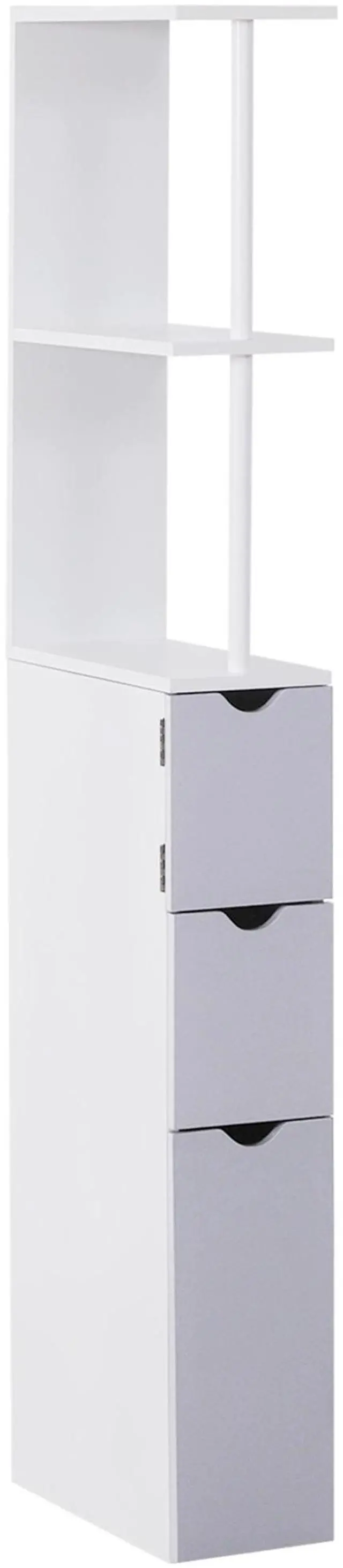 Main image of HOMCOM 54" Tall Bathroom Storage Cabinet, Freestanding Linen Tower with 2-Tier Shelf and Drawers, Narrow Side Floor Organizer, White