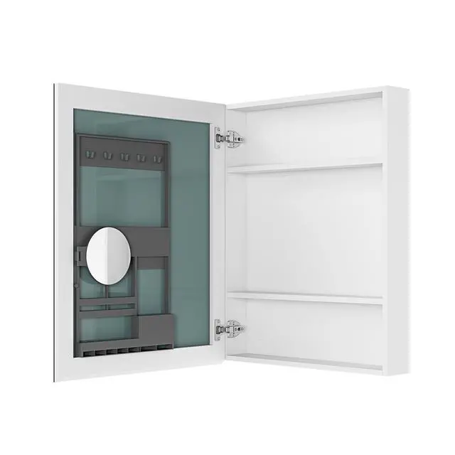 Alt view image 2 of 5 - 24'' W x 30'' H Surface Frameless Mirror Medicine Cabinet, Beveled Mirror Edges Bathroom Medicine Cabinet, Left opening door