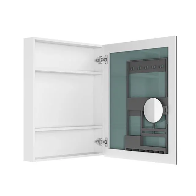 Alt view image 3 of 5 - 24'' W x 30'' H Surface Frameless Mirror Medicine Cabinet, Beveled Mirror Edges Bathroom Medicine Cabinet, Right opening door