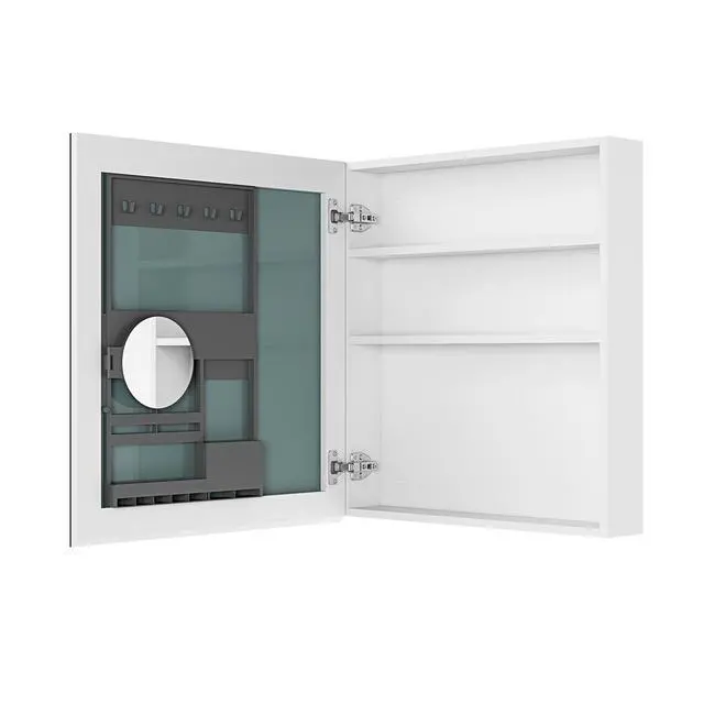 Alt view image 3 of 6 - 24'' W x 26'' H Surface Frameless Mirror Medicine Cabinet, Beveled Mirror Edges Bathroom Medicine Cabinet, Left opening door