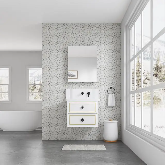 Alt view image 4 of 5 - 24'' W x 30'' H Surface Frameless Mirror Medicine Cabinet, Beveled Mirror Edges Bathroom Medicine Cabinet, Right opening door