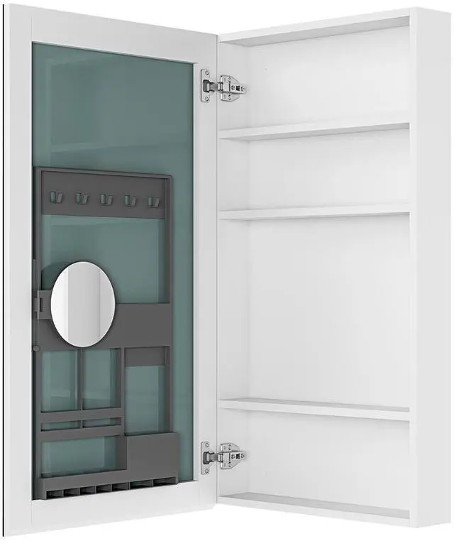 Alt view image 3 of 5 - 20'' W x 36'' H Surface Frameless Mirror Medicine Cabinet, Beveled Mirror Edges Bathroom Medicine Cabinet, Left opening door