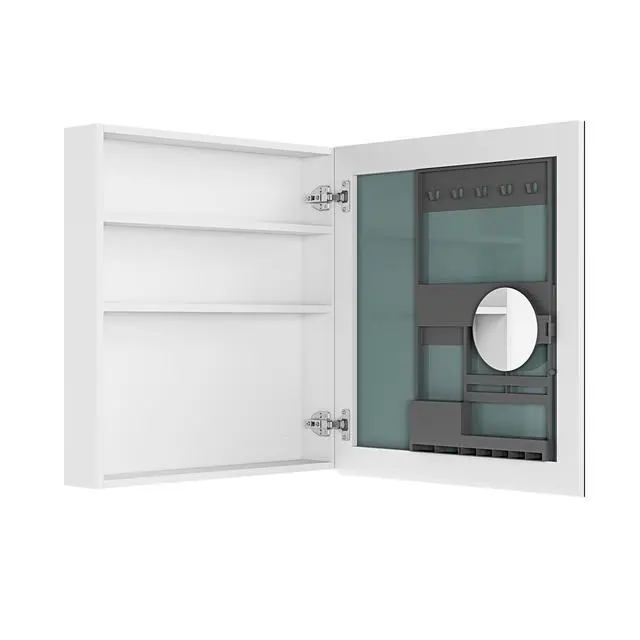 Alt view image 2 of 6 - 24'' W x 26'' H Surface Frameless Mirror Medicine Cabinet, Beveled Mirror Edges Bathroom Medicine Cabinet, Right opening door