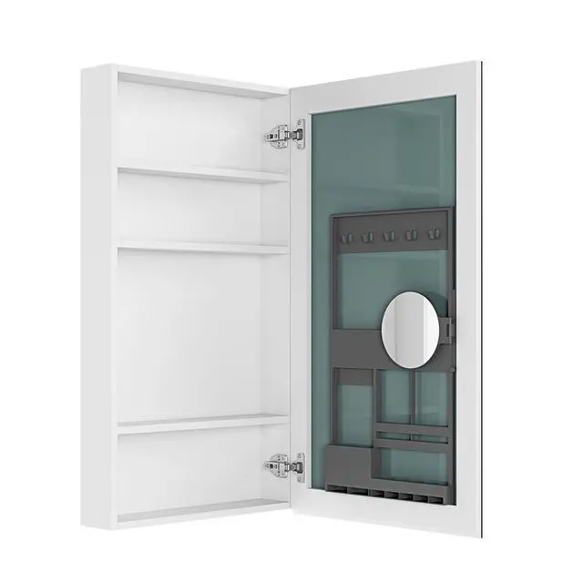 Alt view image 2 of 5 - 20'' W x 36'' H Surface Frameless Mirror Medicine Cabinet, Beveled Mirror Edges Bathroom Medicine Cabinet, Right opening door