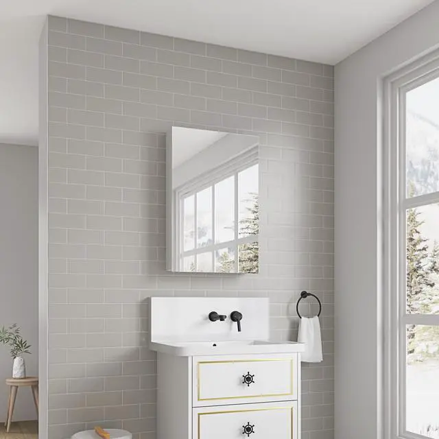 Main image of 20'' W x 30'' H Surface Frameless Mirror Medicine Cabinet, Beveled Mirror Edges Bathroom Medicine Cabinet, Left opening door