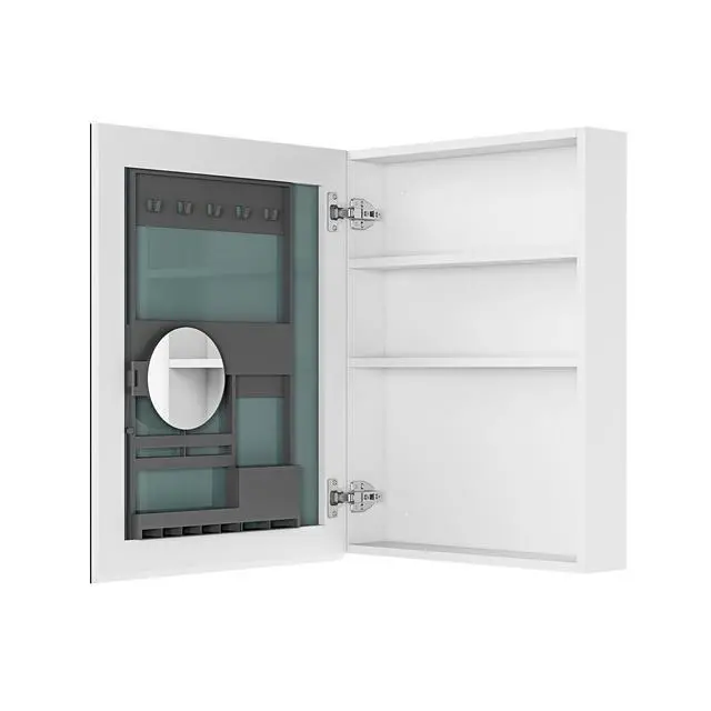 Alt view image 2 of 6 - 20'' W x 26'' H Surface Frameless Mirror Medicine Cabinet, Beveled Mirror Edges Bathroom Medicine Cabinet, Left opening door