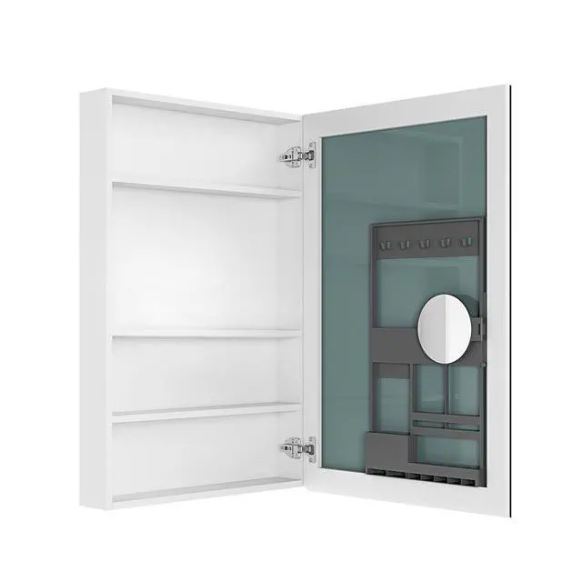 Alt view image 4 of 6 - 24'' W x 36'' H Surface Frameless Mirror Medicine Cabinet, Beveled Mirror Edges Bathroom Medicine Cabinet, Right opening door