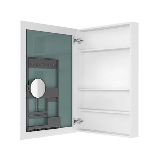 Alt view image 4 of 6 - 24'' W x 36'' H Surface Frameless Mirror Medicine Cabinet, Beveled Mirror Edges Bathroom Medicine Cabinet, Left opening door