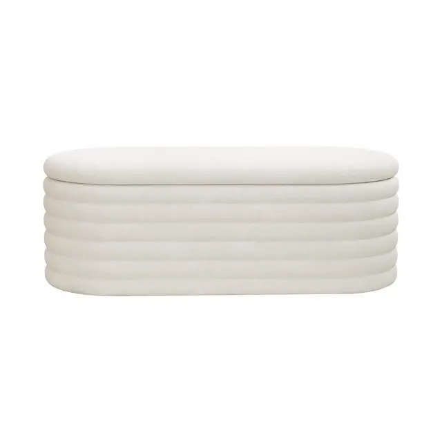Alt view image 5 of 7 - Storage Chenille Ottoman Bench Upholstered Fabric Storage Bench End of Bed Stool with Safety Hinge for Bedroom, Living Room, Entryway, Closet(40-inch, White)