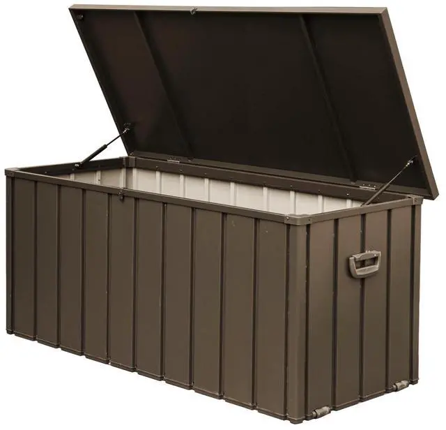 Main image of 120 Gallon Outdoor Storage Deck Box Waterproof, Large Patio Storage Bin for Outside Cushions, Throw Pillows, Garden Tools, Lockable (Dark Brown)