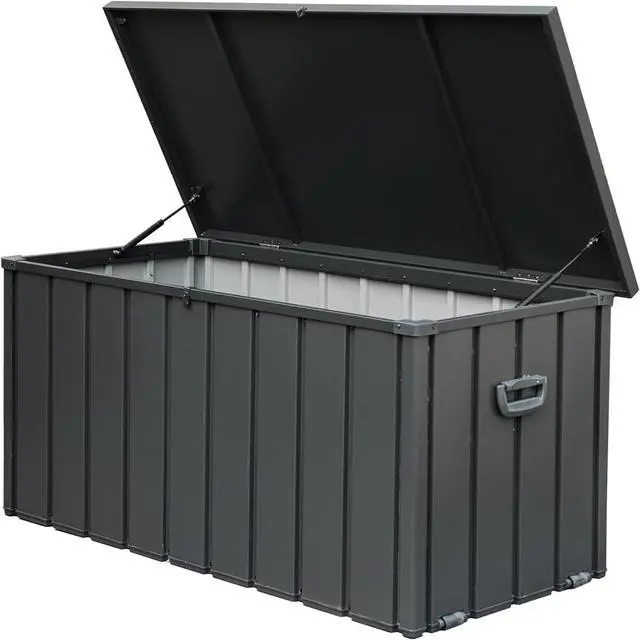 Main image of 160 Gallon Outdoor Storage Deck Box Waterproof, Large Patio Storage Bin for Outside Cushions, Throw Pillows, Garden Tools, Lockable (Dark Gray)