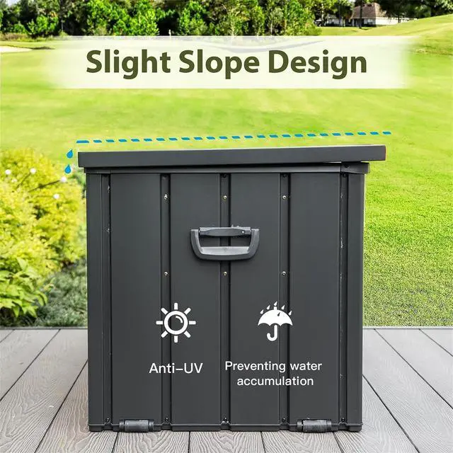 Alt view image 6 of 7 - 160 Gallon Outdoor Storage Deck Box Waterproof, Large Patio Storage Bin for Outside Cushions, Throw Pillows, Garden Tools, Lockable (Dark Gray)
