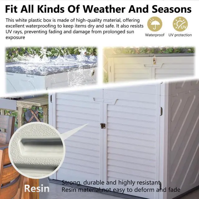 Alt view image 5 of 7 - Rust Proof Resin Garden Equipment Storage - Weatherproof, Spacious, UV Resistant Material, Non-Partitioned