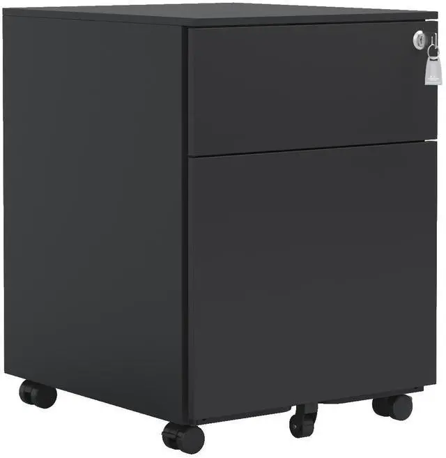 Main image of YOSEZON 2 Drawer Mobile File Cabinet with Lock Steel File Cabinet for Legal/Letter/A4/F4 Size, Fully Assembled except for Wheels, Home/ Office Design, Black