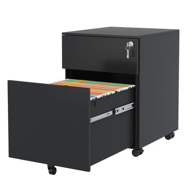 Alt view image 5 of 6 - YOSEZON 2 Drawer Mobile File Cabinet with Lock Steel File Cabinet for Legal/Letter/A4/F4 Size, Fully Assembled except for Wheels, Home/ Office Design, Black
