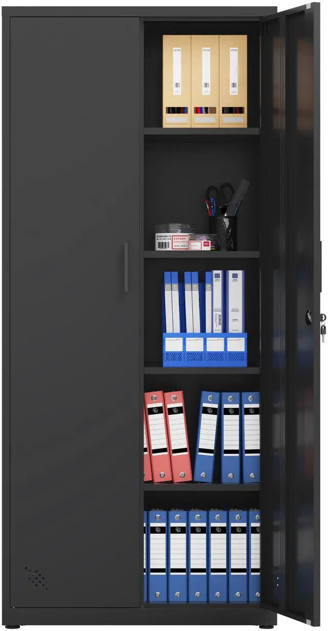 Main image of High Storage Cabinet with 2 Doors and 4 Partitions to Separate 5 Storage Spaces, Home/ Office Design