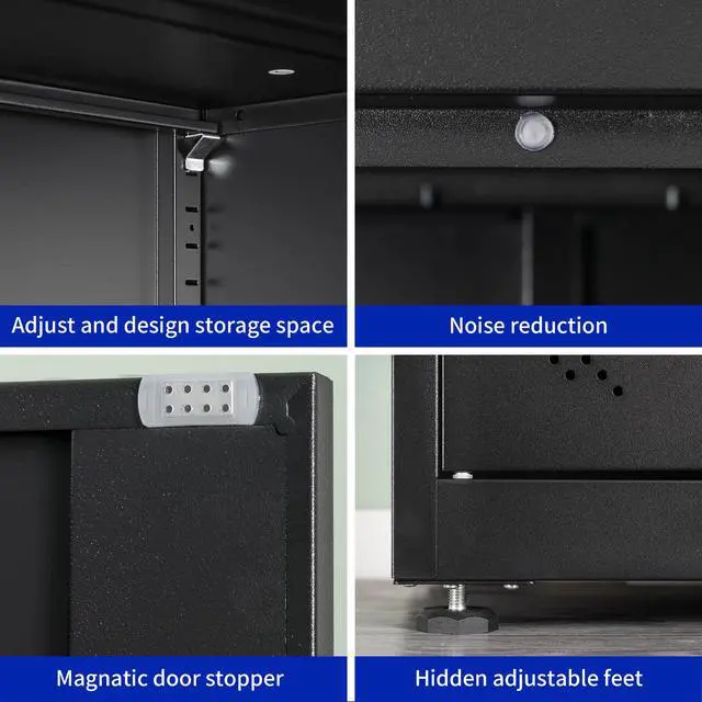 Alt view image 3 of 7 - High Storage Cabinet with 2 Doors and 4 Partitions to Separate 5 Storage Spaces, Home/ Office Design