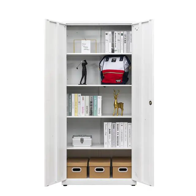 Alt view image 3 of 7 - High Storage Cabinet with 2 Doors and 4 Partitions to Separate 5 Storage Spaces, Home/ Office Design