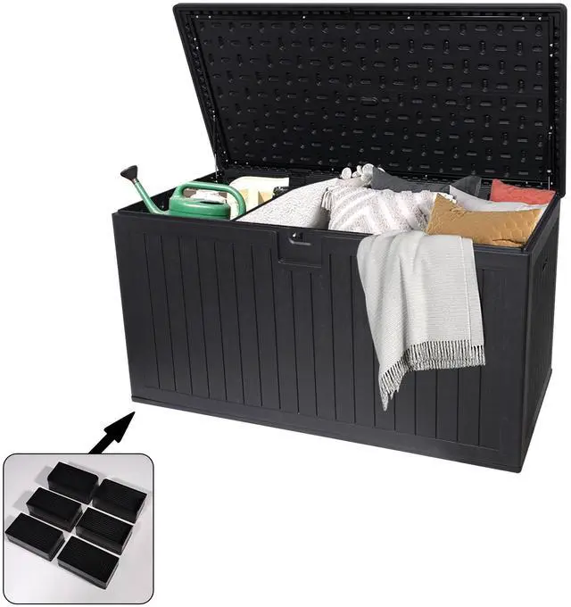 Main image of 260 Gallon Resin Outdoor Deck Box Waterproof, Extra Large Patio Storage Box with Lockable Storage Containers for Patio Furniture Cushions, Pool Accessories, Garden Tools