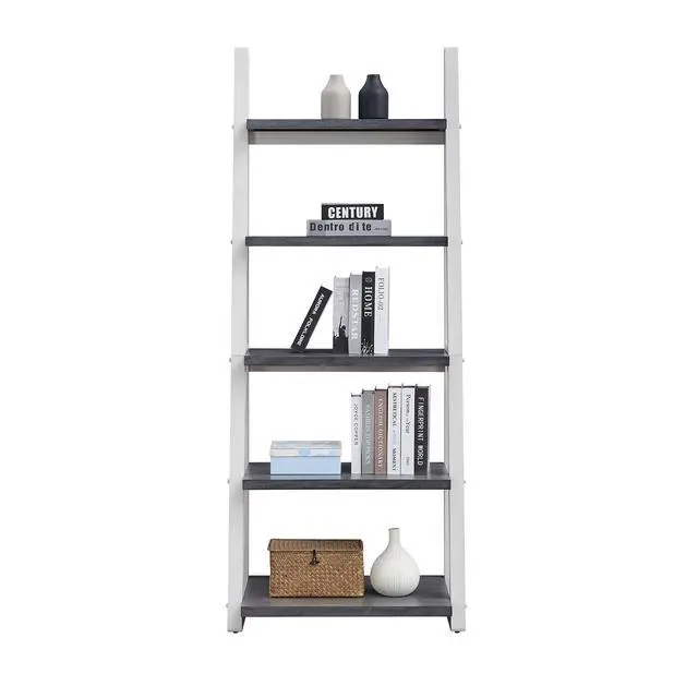 Alt view image 3 of 7 - 5-Tier Shelves,Bookshelf, Storage Rack, Bookcase with Rubber Wood Frame, Ladder Shelf for Living Room, Home Office, Kitchen, Bedroom, Apartment