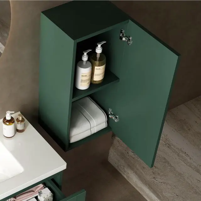 Alt view image 2 of 5 - JOVI 14" Wall-Mounted Floating Bathroom Vanity Side Cabinet with a Door and a Shelf, (Suitable for JODI Bathroom Vanity), Green Color