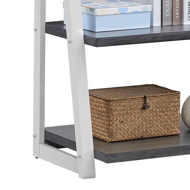 Alt view image 7 of 7 - 5-Tier Shelves,Bookshelf, Storage Rack, Bookcase with Rubber Wood Frame, Ladder Shelf for Living Room, Home Office, Kitchen, Bedroom, Apartment