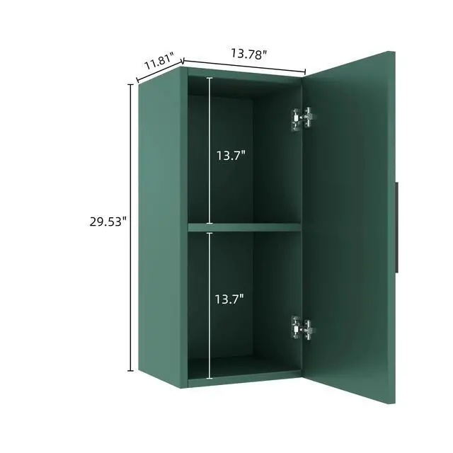 Alt view image 5 of 5 - JOVI 14" Wall-Mounted Floating Bathroom Vanity Side Cabinet with a Door and a Shelf, (Suitable for JODI Bathroom Vanity), Green Color