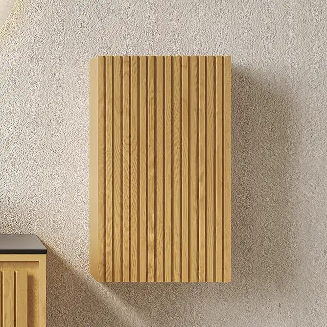 Alt view image 2 of 7 - MITCH 23" Tall Bathroom Wall Mounted Cabinet, Narrow Storage Cabinet with Door, Suitable for Small Spaces Such as Corners, Applicable to Bathroom, Living Rooms and Laundry, Corolla Oak Woodgrain Color