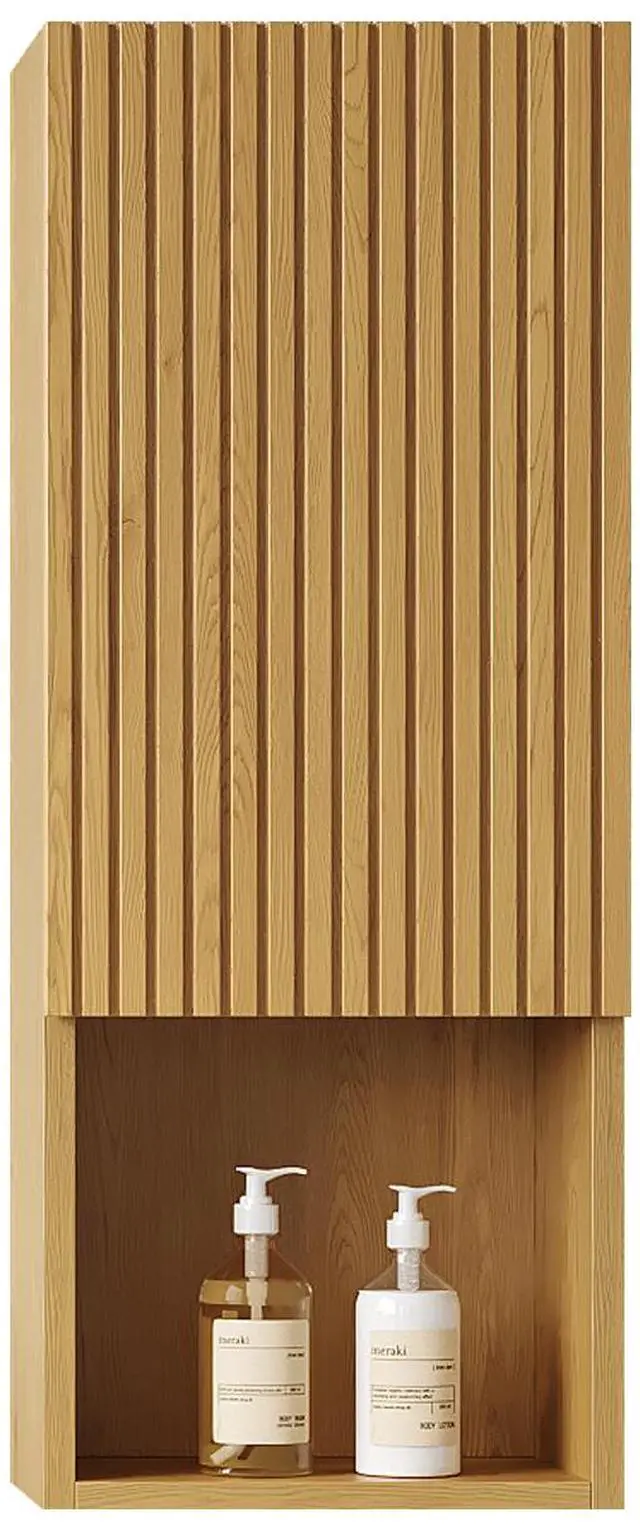 Main image of MITCH 35" Tall Bathroom Wall Mounted Cabinet, Narrow Storage Cabinet with Door and Shelves, Suitable for Small Spaces, Applicable to Bathroom, Living Rooms and Laundry, Corolla Oak Woodgrain Color