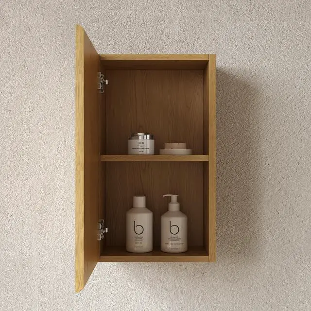 Alt view image 4 of 7 - MITCH 23" Tall Bathroom Wall Mounted Cabinet, Narrow Storage Cabinet with Door, Suitable for Small Spaces Such as Corners, Applicable to Bathroom, Living Rooms and Laundry, Corolla Oak Woodgrain Color