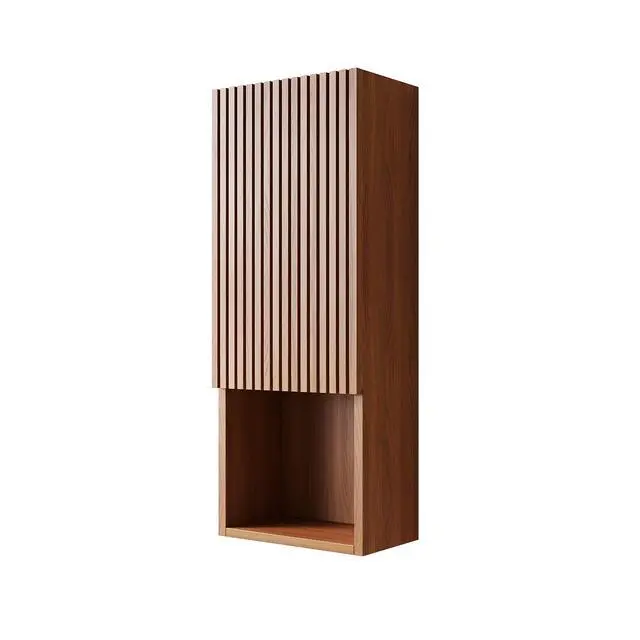 Alt view image 4 of 7 - MITCH 35" Tall Bathroom Wall Mounted Cabinet, Narrow Storage Cabinet with Door and Shelves, Suitable for Small Spaces, Applicable to Bathroom, Living Rooms and Laundry, Brown Oak Woodgrain Color