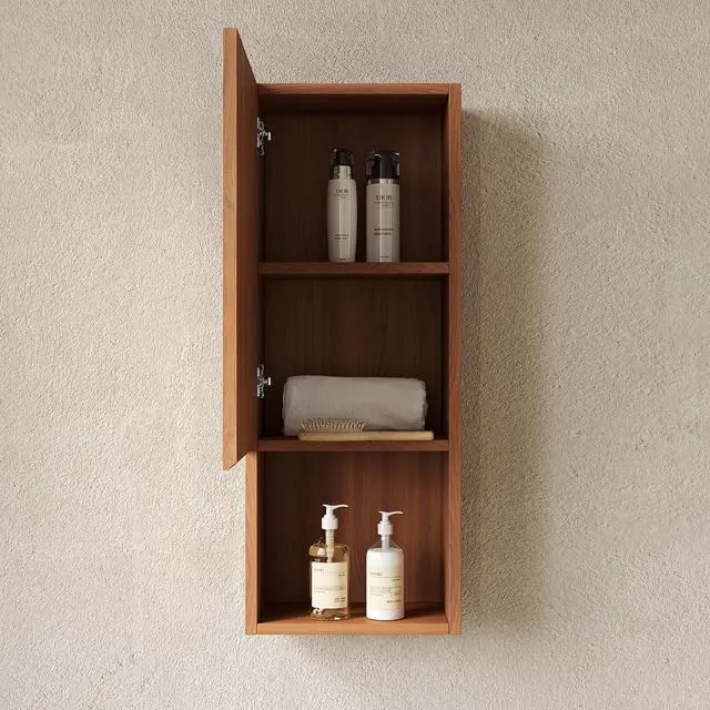 Alt view image 2 of 7 - MITCH 35" Tall Bathroom Wall Mounted Cabinet, Narrow Storage Cabinet with Door and Shelves, Suitable for Small Spaces, Applicable to Bathroom, Living Rooms and Laundry, Brown Oak Woodgrain Color