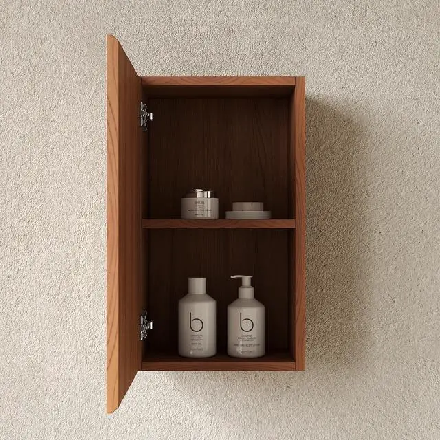 Alt view image 2 of 7 - MITCH 23" Tall Bathroom Wall Mounted Cabinet, Narrow Storage Cabinet with Door, Suitable for Small Spaces Such as Corners, Applicable to Bathroom, Living Rooms and Laundry, Brown Oak Woodgrain Color