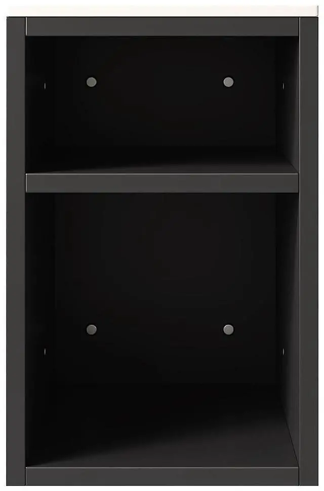 Main image of TIA 12" Bathroom Wall Mounted Narrow Storage Cabinet with 2 Open Shelves and Carrara White Countertop, Suitable for Small Spaces, Applicable to Bathroom, Living Rooms and Laundry, Black Color
