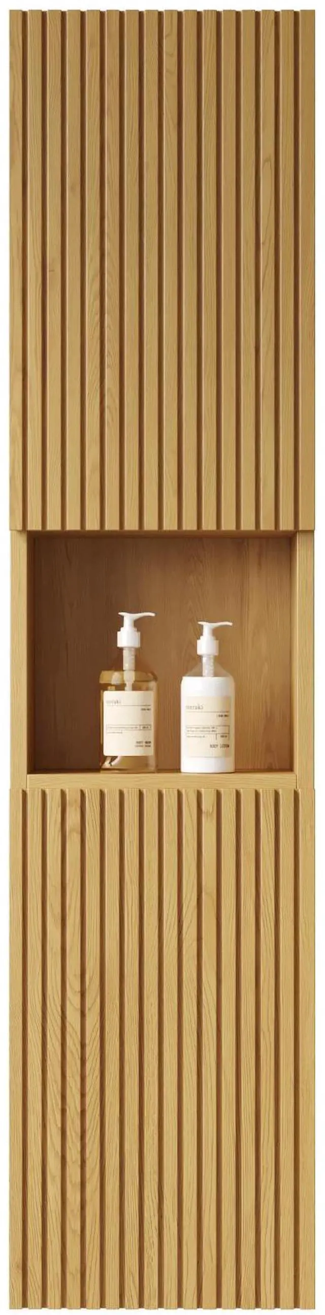 Main image of MITCH 59" Tall Bathroom Wall Mounted Cabinet, Narrow Storage Cabinet with Doors and Shelves, Suitable for Small Spaces, Applicable to Bathroom, Living Rooms and Laundry, Corolla Oak Woodgrain Color